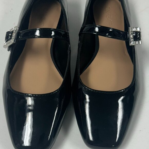 On 34th Women's Saadet Rhinestone Buckle Mary Jane Black Flats Size 5.5 M - Picture 2 of 6